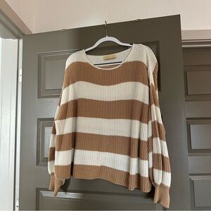 Universal Thread Brown and Cream Striped Sweater